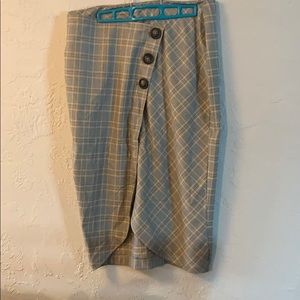 Gray and mustard plaid skirt